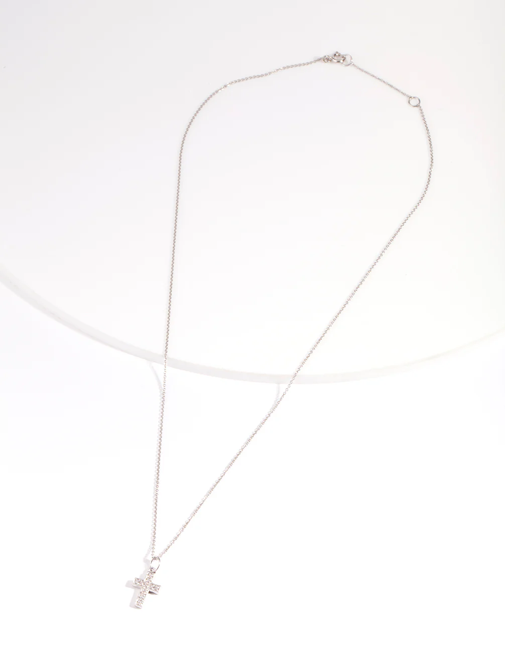 Sterling Silver Cubic Zirconia Pavé Cross Necklace - Image 3
