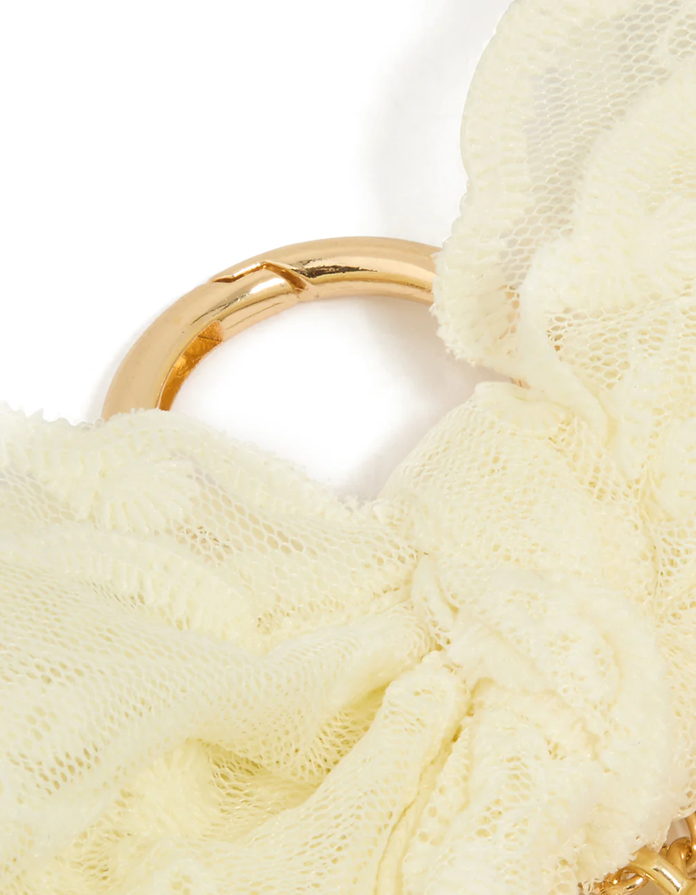 White Fabric Bow Key Chain - Image 3