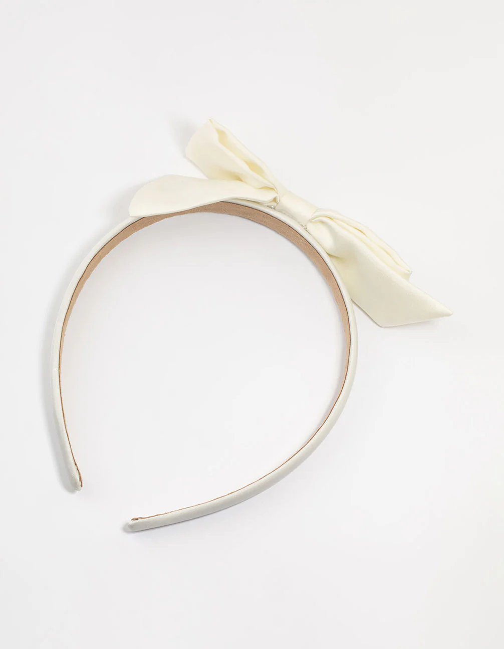 White Fabric Classic Slim Bow Headband - Image 3
