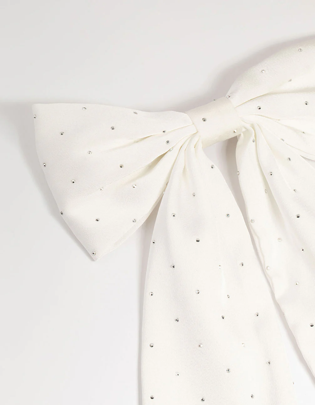 White Fabric Diamante Scatter Bow Clip - Image 2