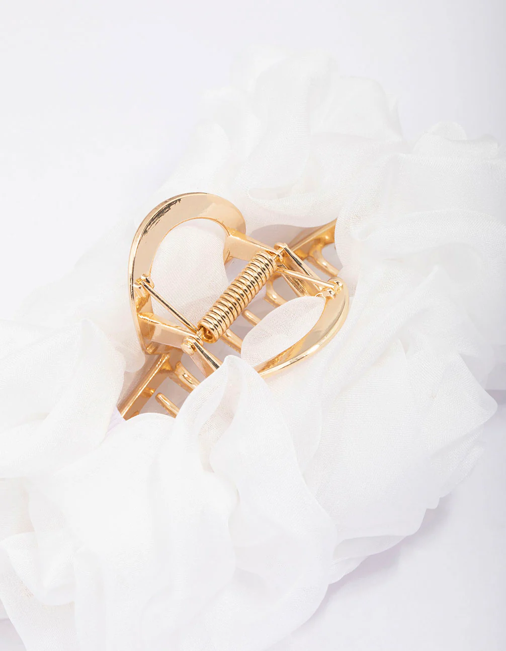 White Fabric Flower Hair Claw Clip - Image 3
