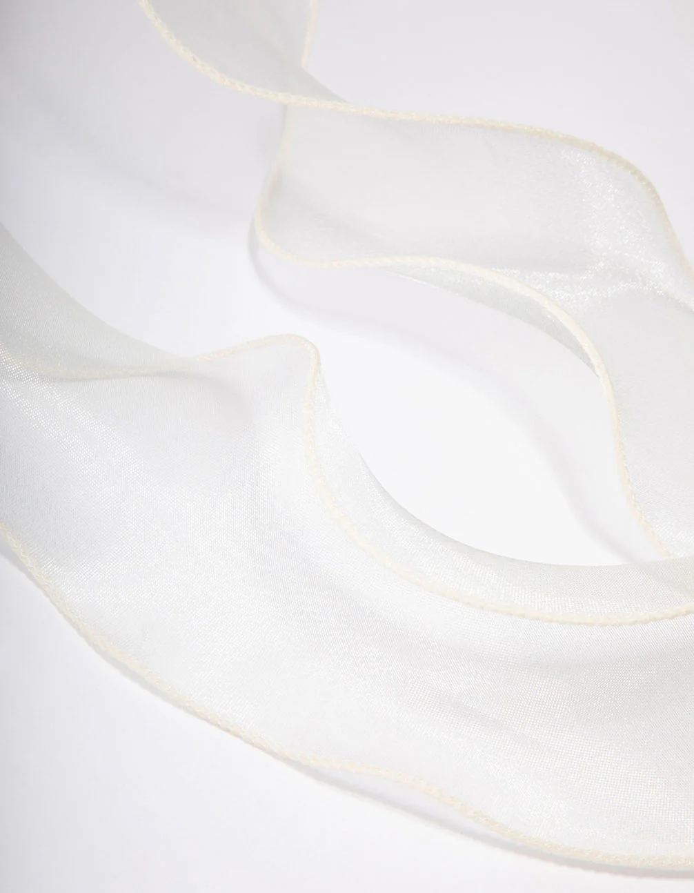 White Fabric Organza Curl Hair Bow Clip - Image 3
