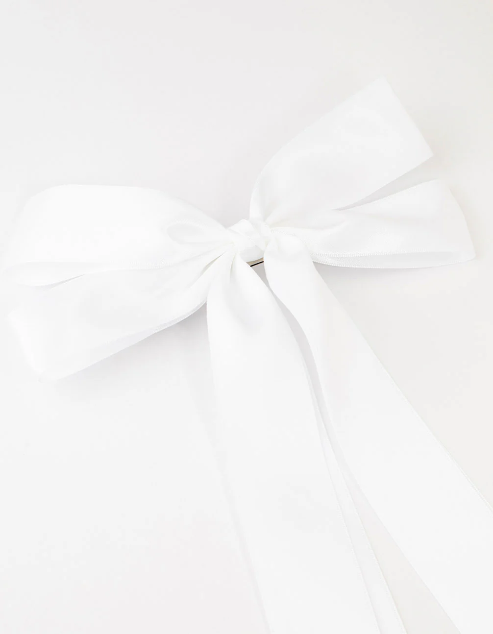 White Fabric Oversized Ribbon Bow Clip - Image 2