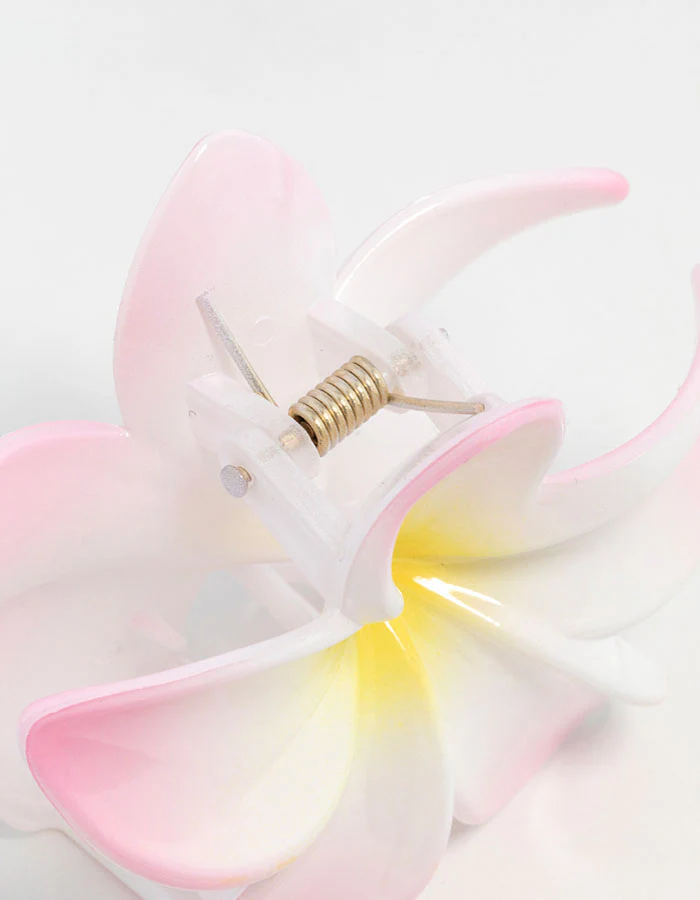 White  Frangipani Flower Claw Clip - Image 3