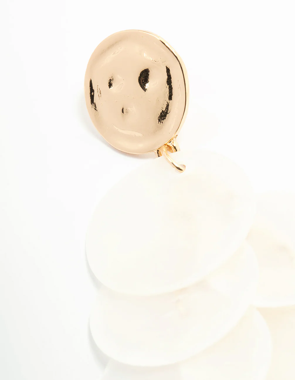 White Genuine Shell Layered Drop Earrings - Image 4