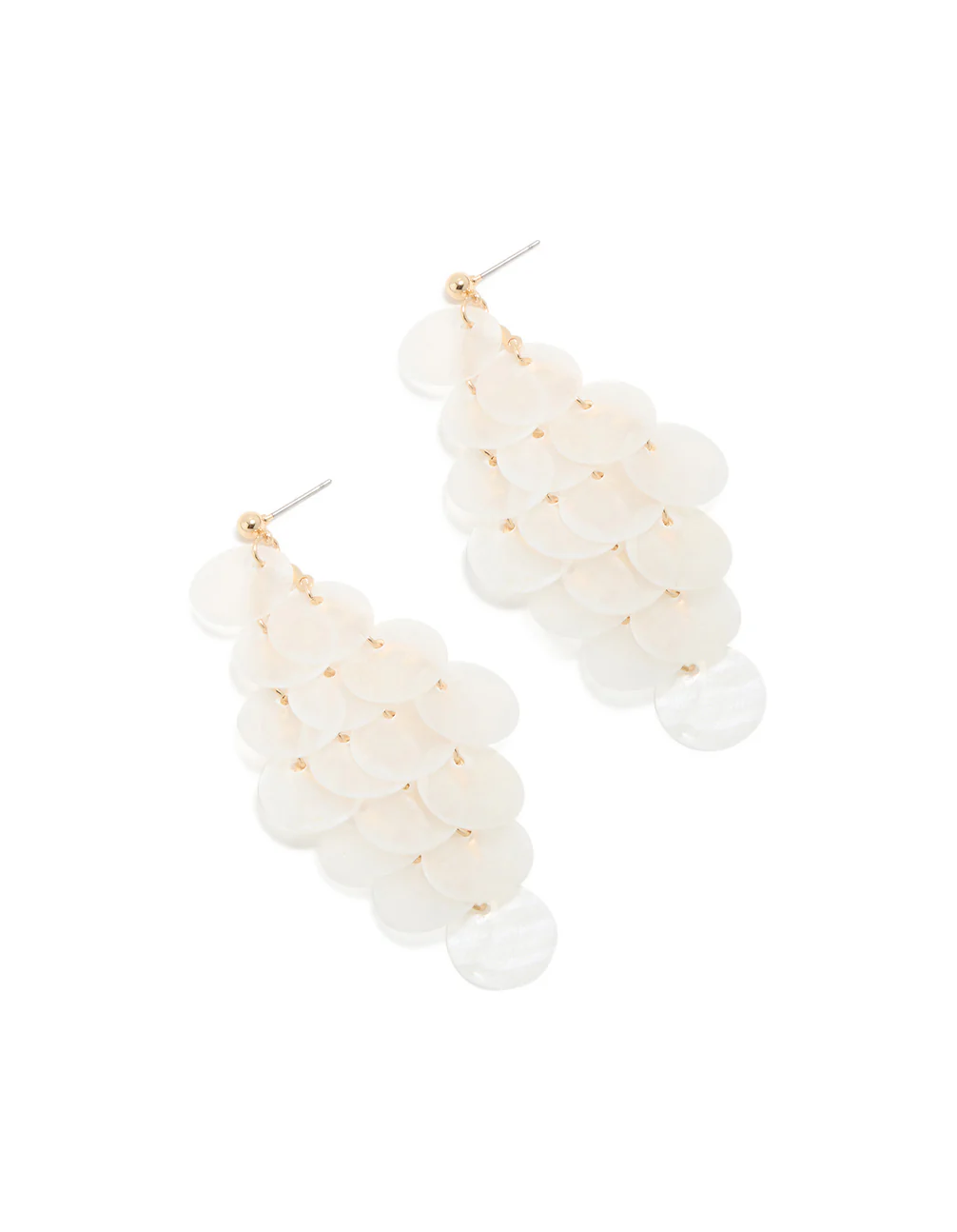 White Genuine Shell Waterfall Drop Earrings - Image 2