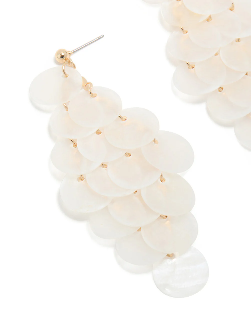 White Genuine Shell Waterfall Drop Earrings - Image 4