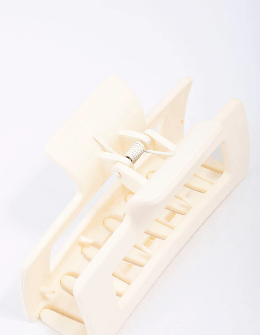 White Large Rectangular Hair Claw Clip - Image 3