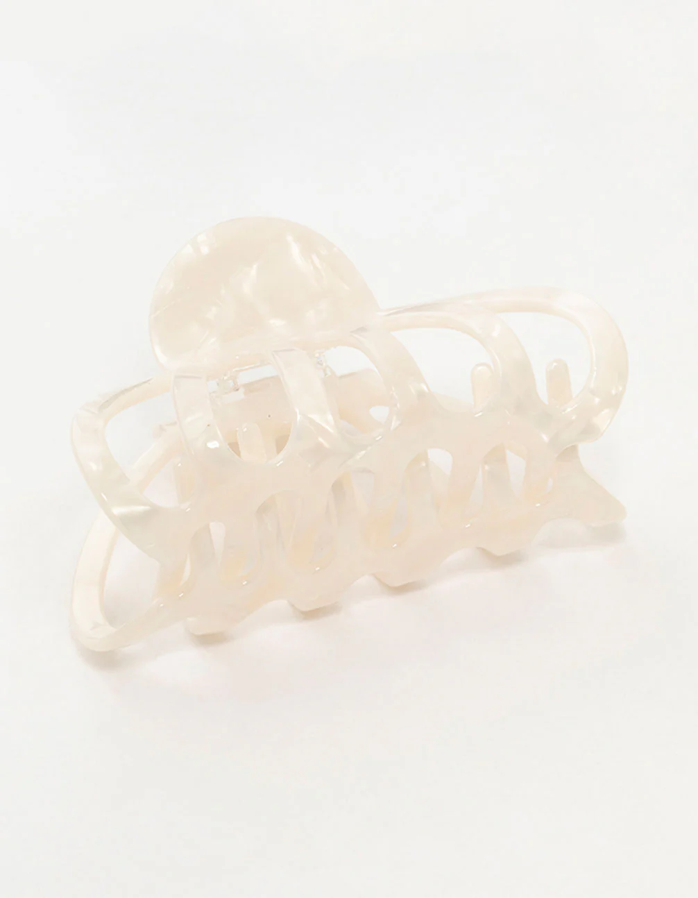 White Marbled Acrylic Wide Claw Clip - Image 2