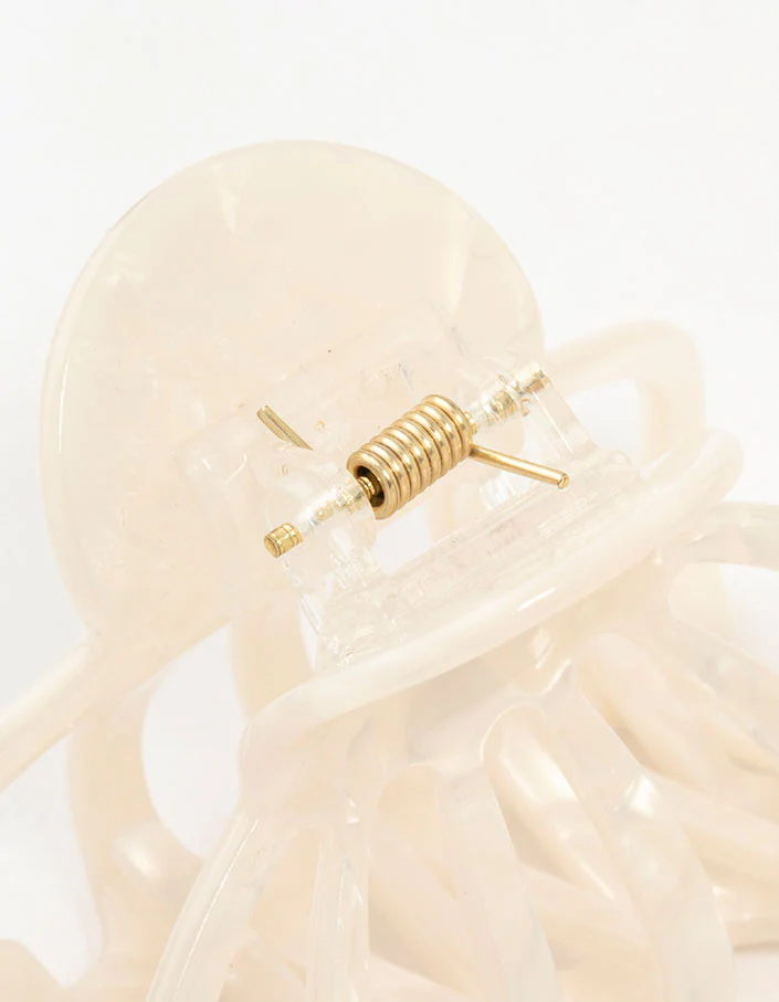 White Marbled Acrylic Wide Claw Clip - Image 3