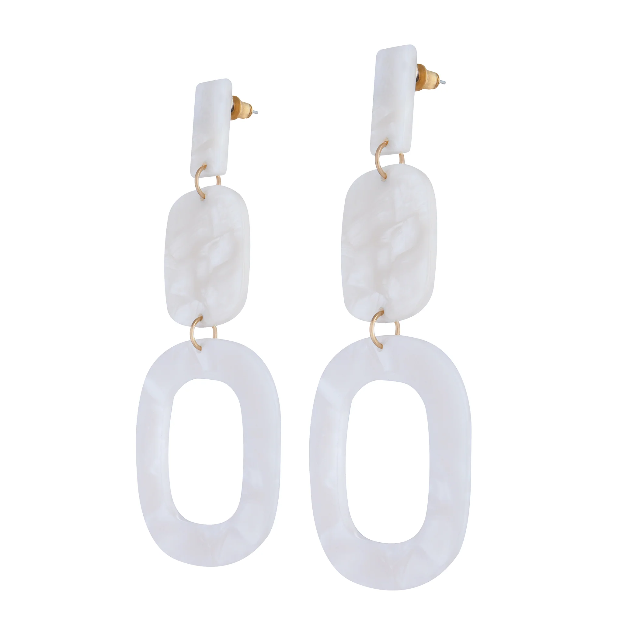 Marbled Acrylic Drop Earrings - Image 2