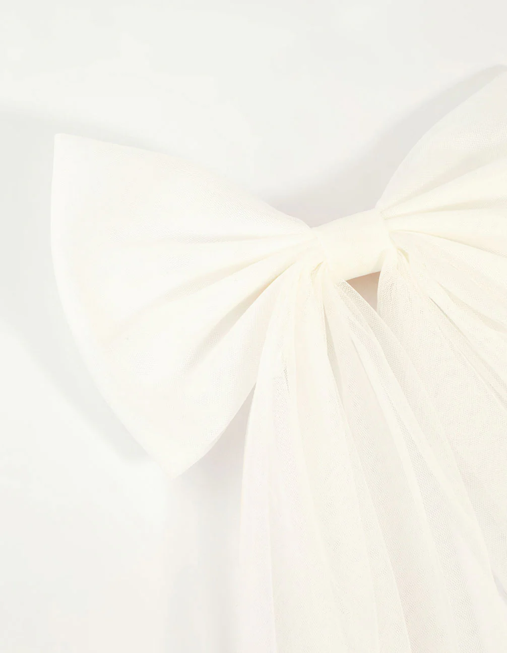 White Tulle Fabric Bow Clip - Image 2
