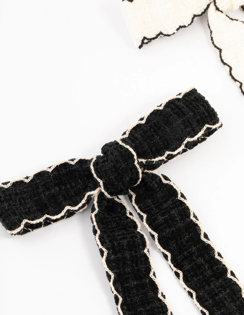 Woven Scallop Fabric Bows 2-Pack - Image 2