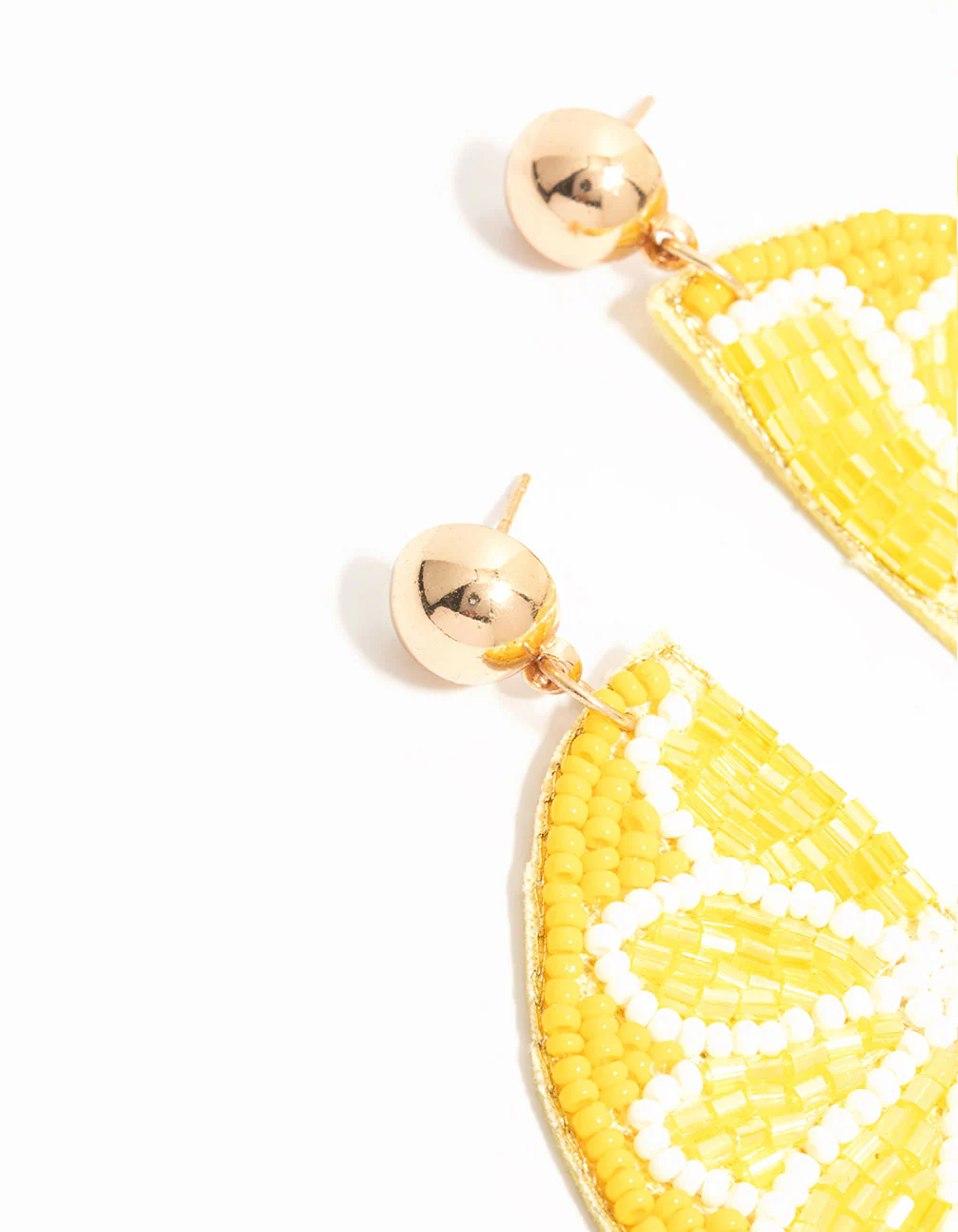Yellow Beaded Lemon Drop Earrings - Image 4