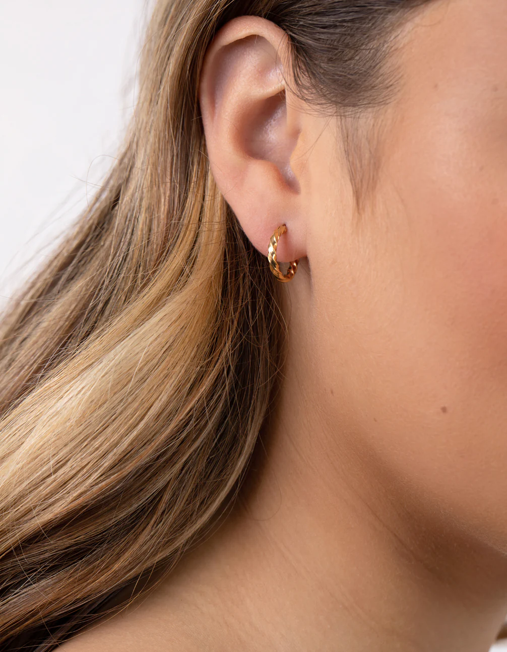 Gold Plated Sterling Silver Chunky Twist Hoop Earrings - Image 2