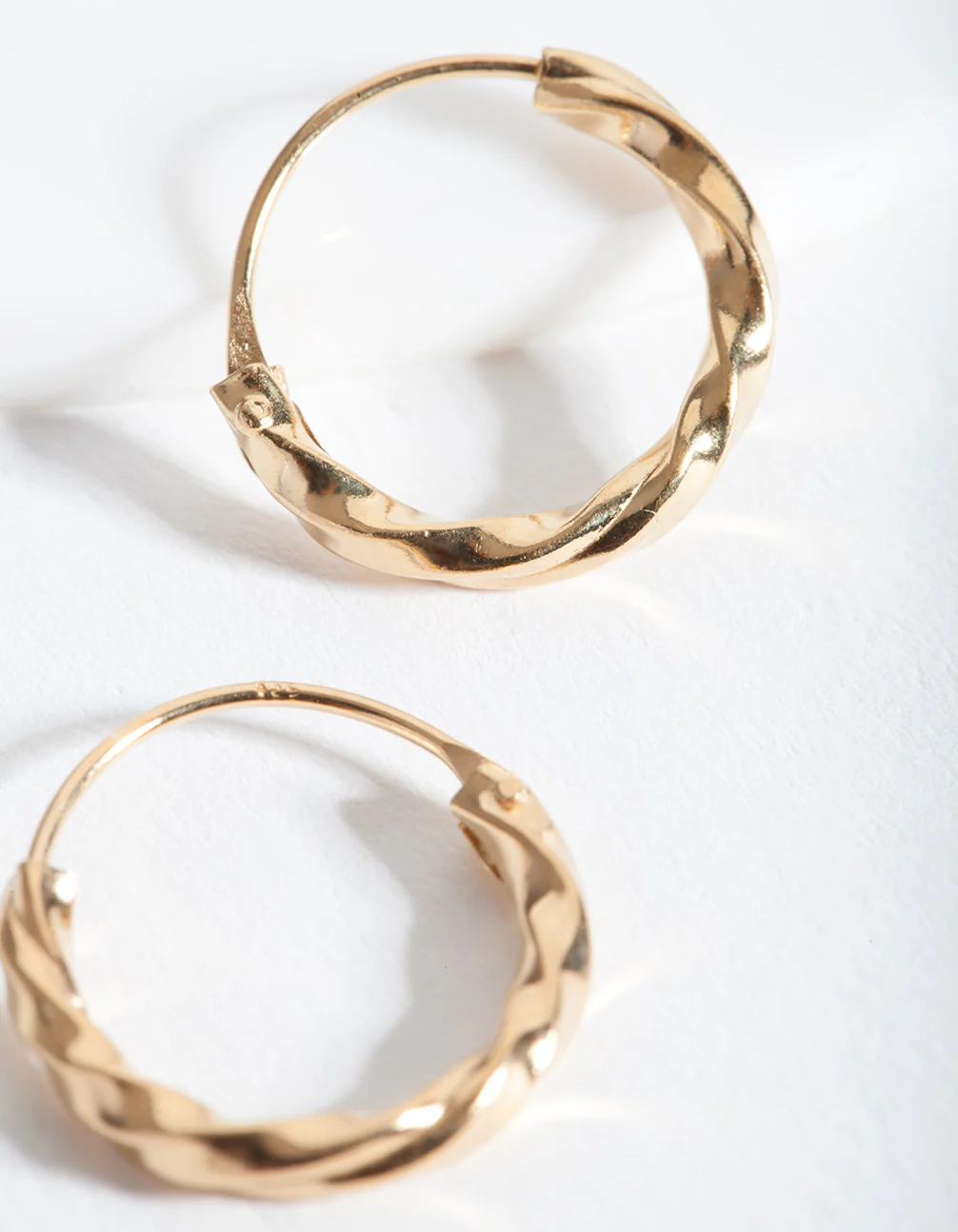 Gold Plated Sterling Silver Chunky Twist Hoop Earrings - Image 3