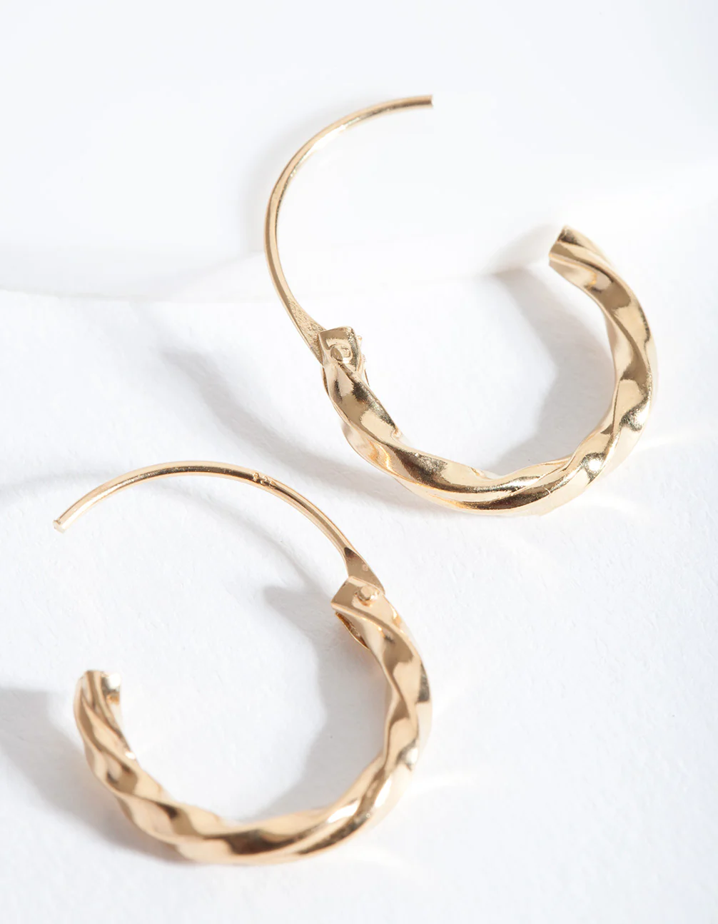 Gold Plated Sterling Silver Chunky Twist Hoop Earrings - Image 4