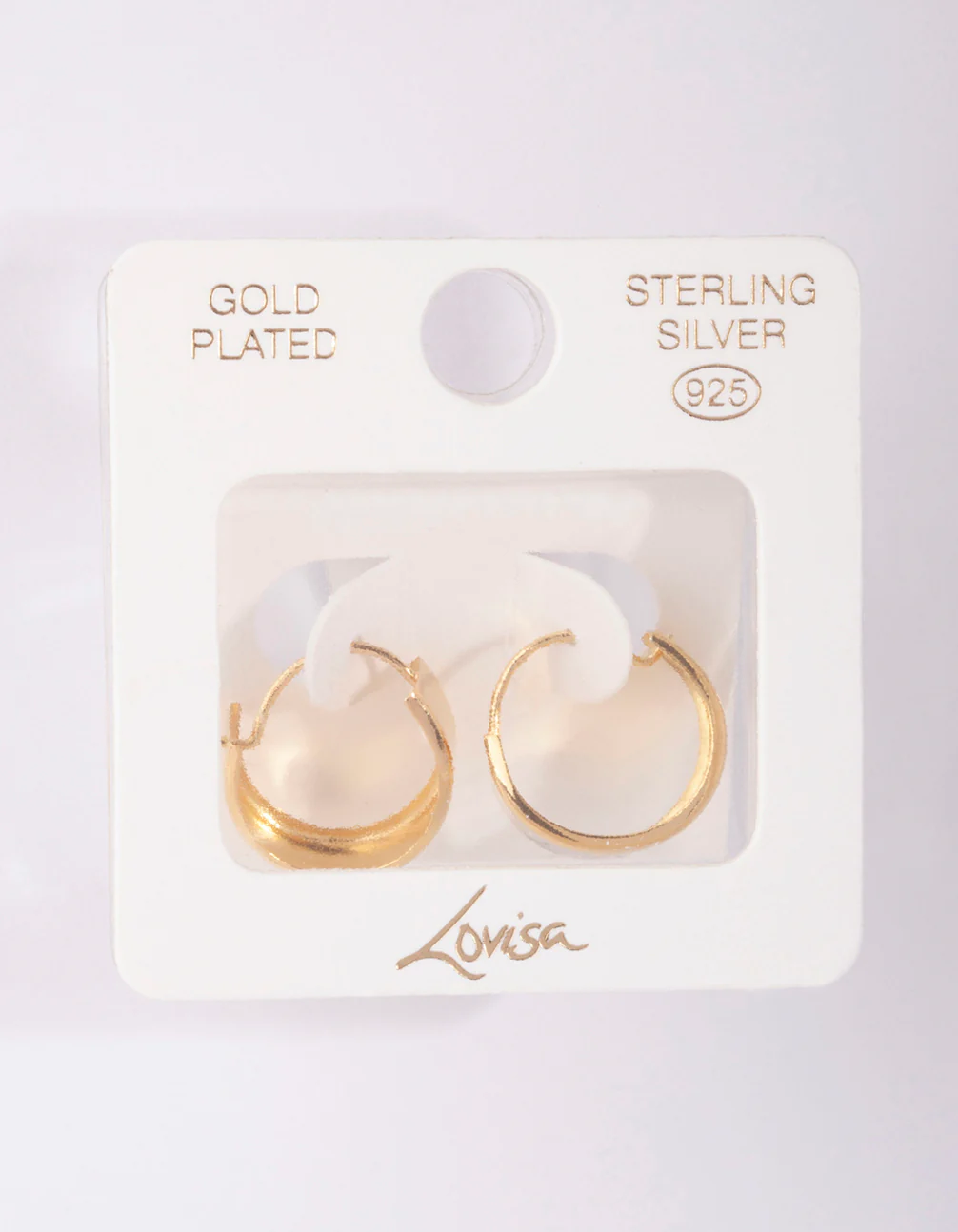 Gold Plated Sterling Silver Chunky Hoop Earrings - Image 2