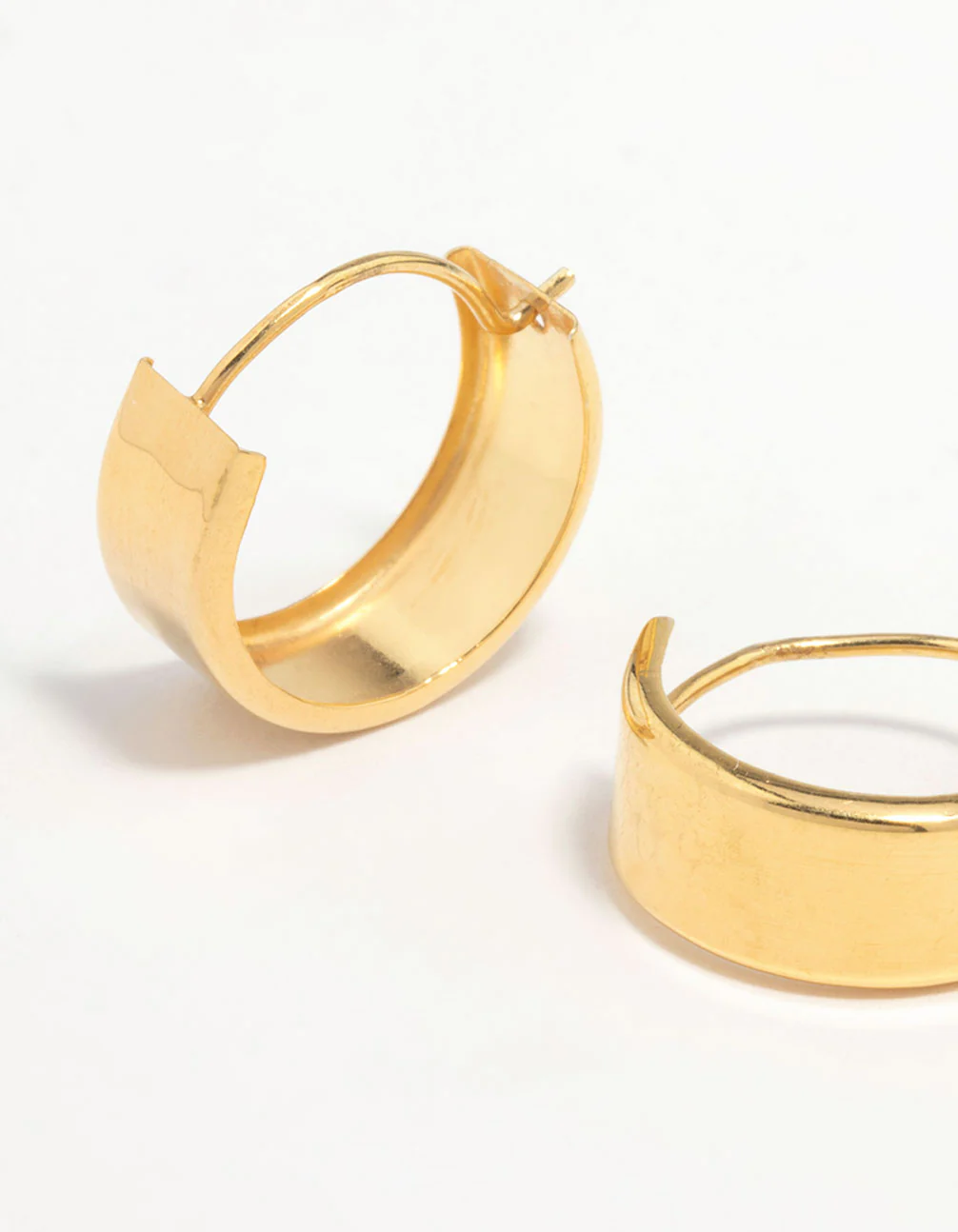 Gold Plated Sterling Silver Chunky Hoop Earrings - Image 3
