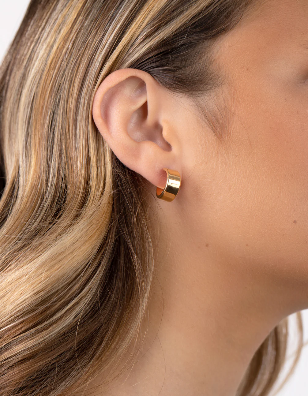 Gold Plated Sterling Silver Chunky Hoop Earrings - Image 5