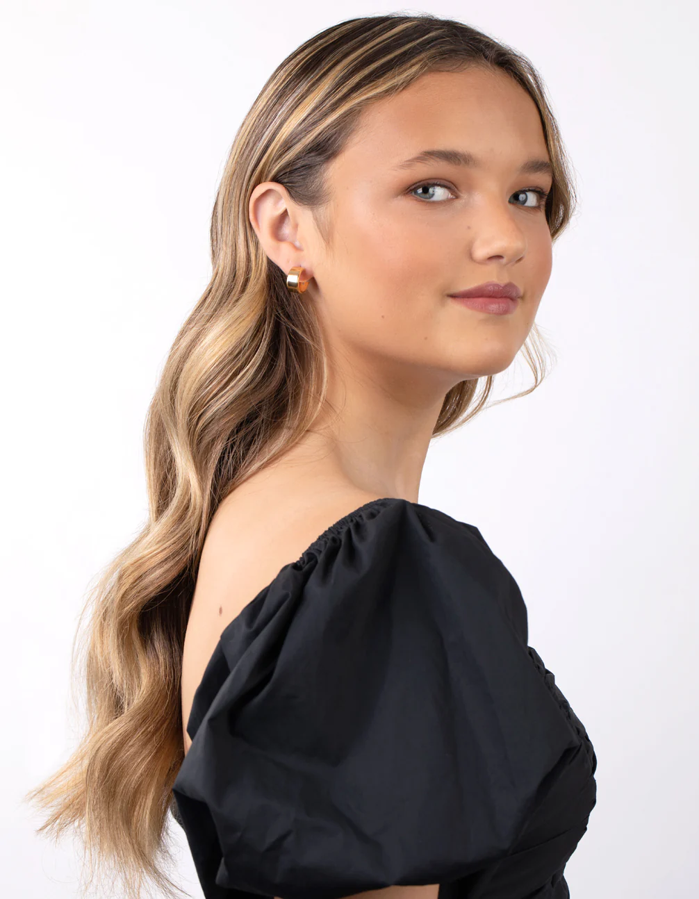 Gold Plated Sterling Silver Chunky Hoop Earrings - Image 8