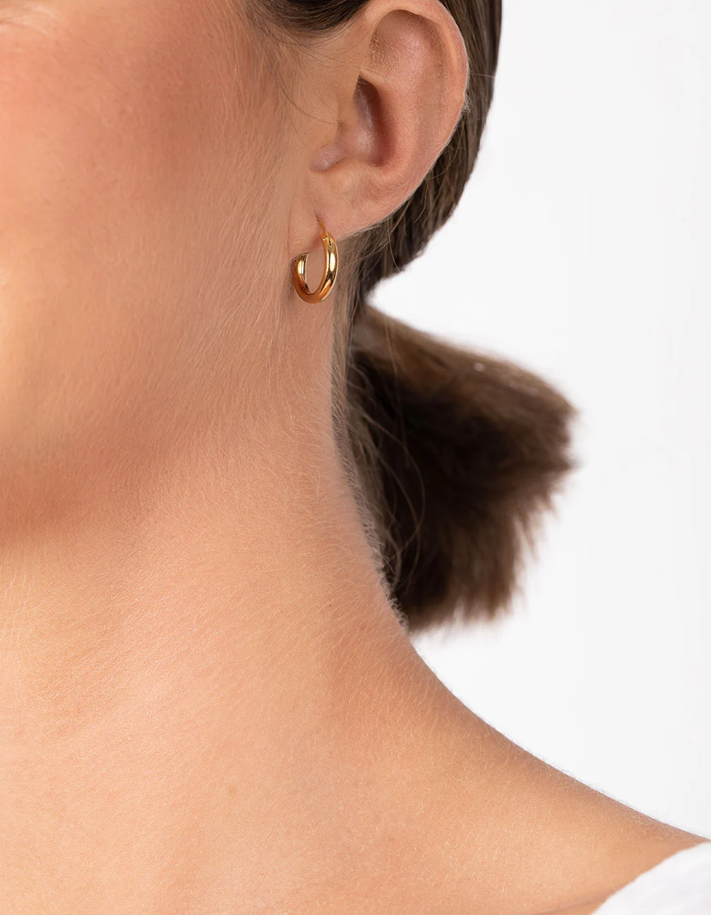 Gold Plated Sterling Silver Tube Hoop Earrings - Image 2