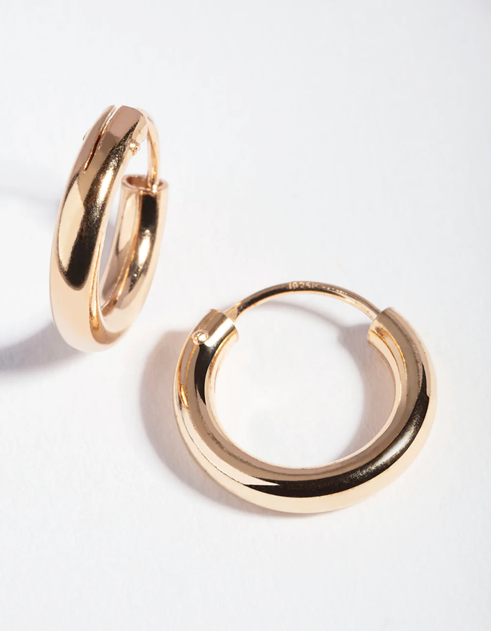 Gold Plated Sterling Silver Tube Hoop Earrings - Image 3