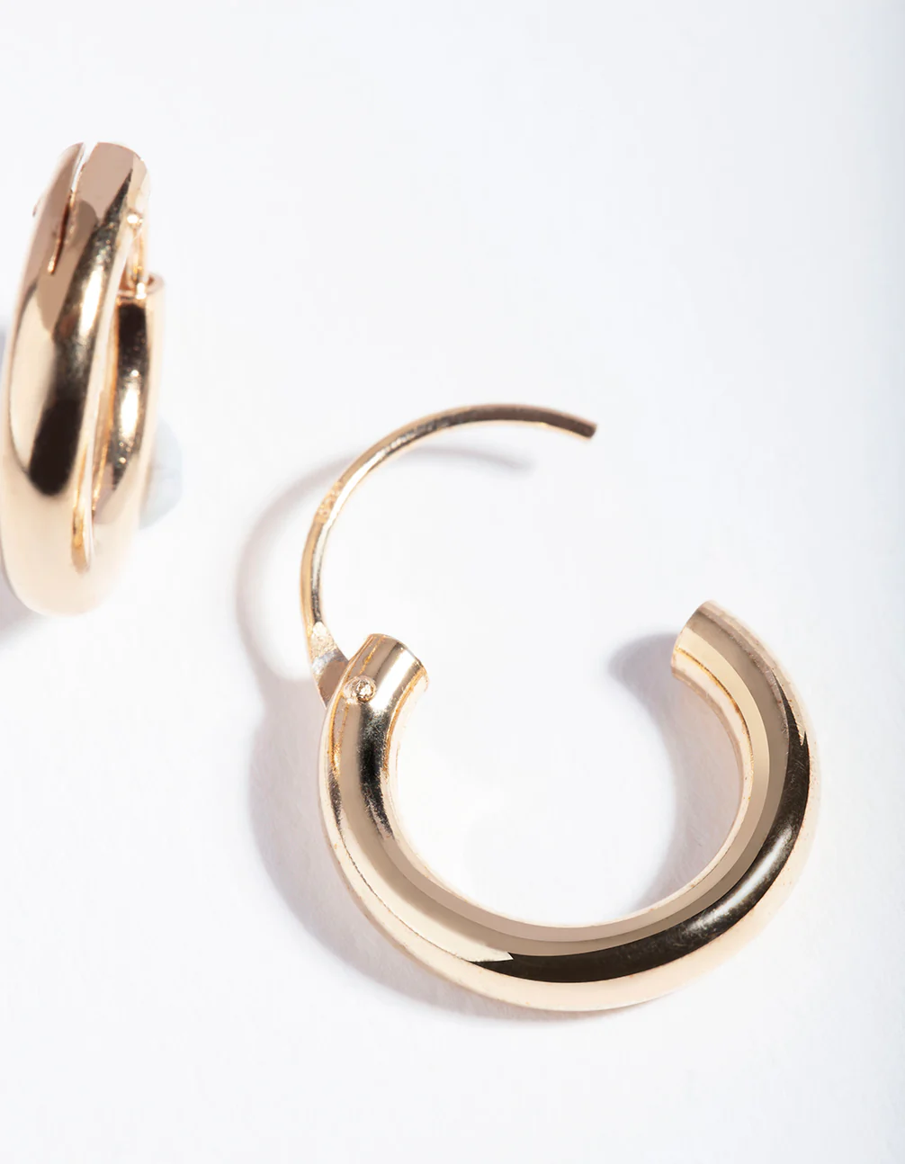 Gold Plated Sterling Silver Tube Hoop Earrings - Image 4