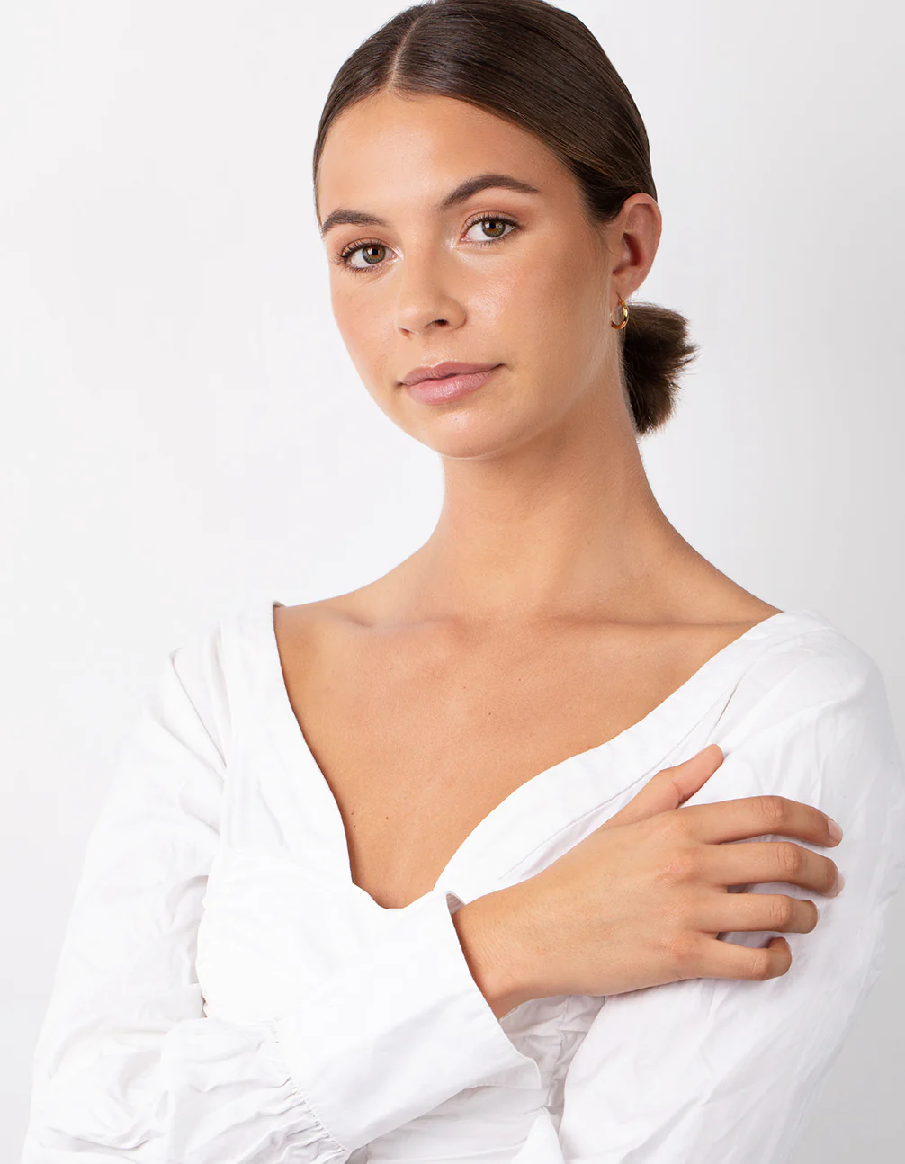 Gold Plated Sterling Silver Tube Hoop Earrings - Image 5
