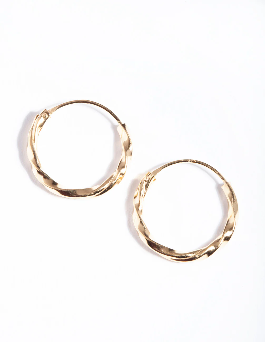 Gold Plated Sterling Silver 13mm Twist Hoop Earrings - Image 3