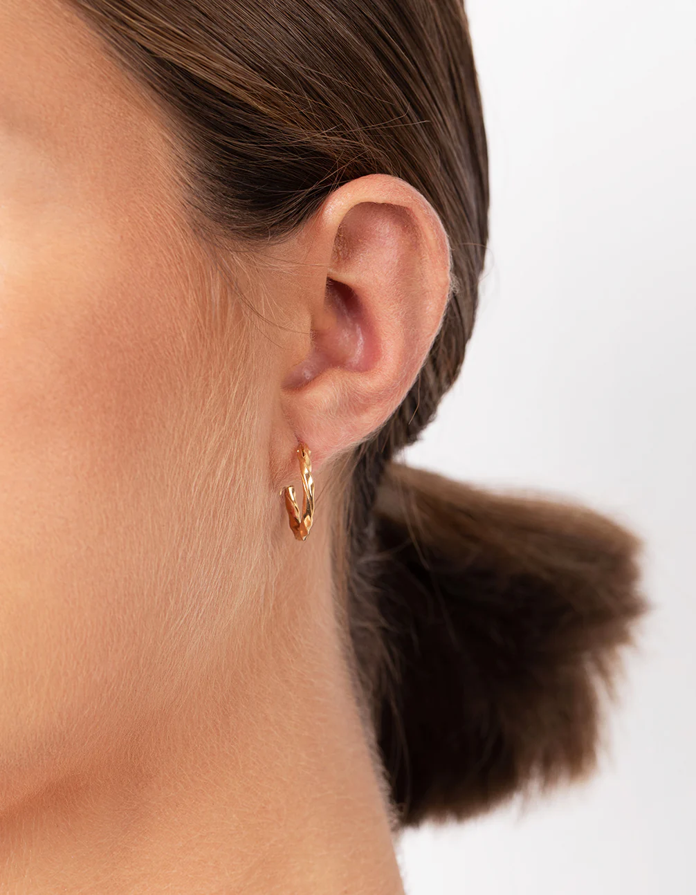 Gold Plated Sterling Silver 13mm Twist Hoop Earrings - Image 5