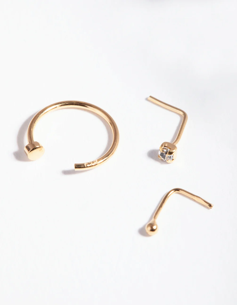 Gold Plated Sterling Silver Nose Hook Stud Pack - Image 2