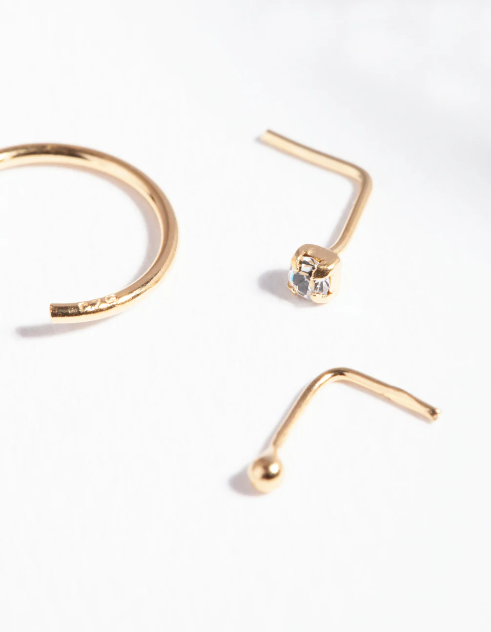 Gold Plated Sterling Silver Nose Hook Stud Pack - Image 3