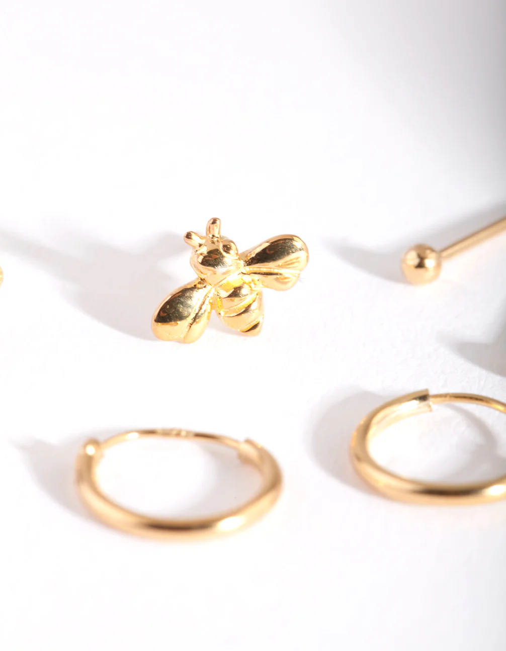 Gold Plated Sterling Silver Bee & Hoop Earring Pack - Image 4