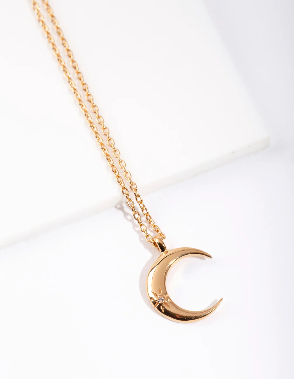Gold Plated Sterling Silver Crescent Moon Necklace - Image 3