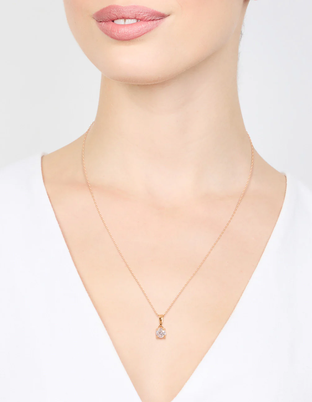 Gold Plated Sterling Silver Cubic Zirconia 1/2 Carat Bale Necklace - Image 2