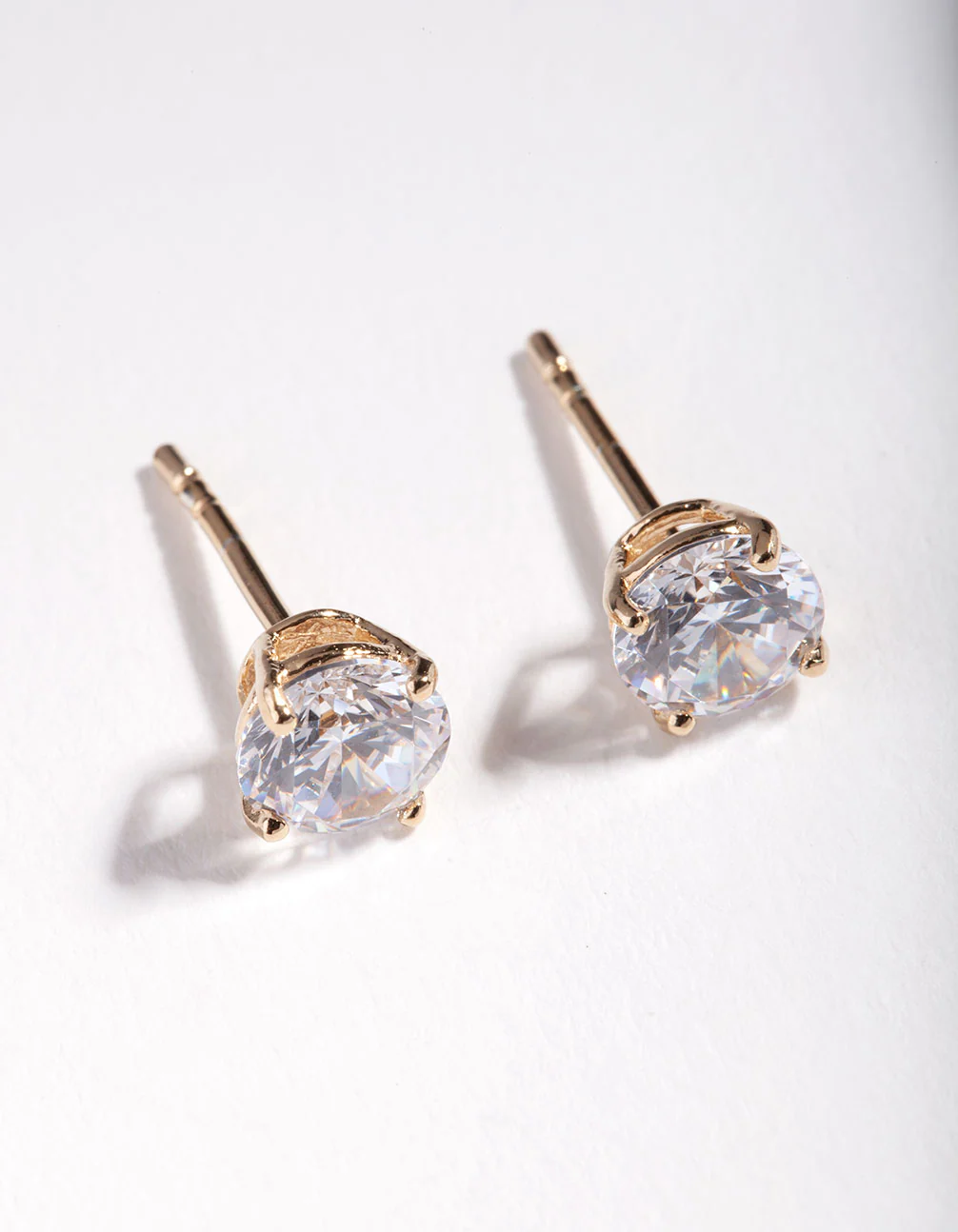 Gold Plated Sterling Silver Cubic Zirconia 1/2 Carat Stud Earrings - Image 3