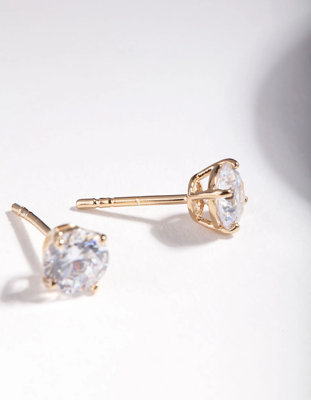 Gold Plated Sterling Silver Cubic Zirconia 1/2 Carat Stud Earrings - Image 6