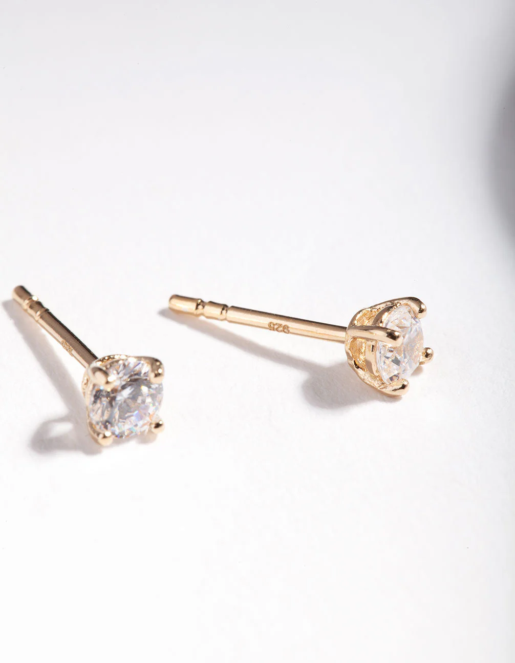 Gold Plated Sterling Silver Cubic Zirconia 1/4 Carat Stud Earrings - Image 3