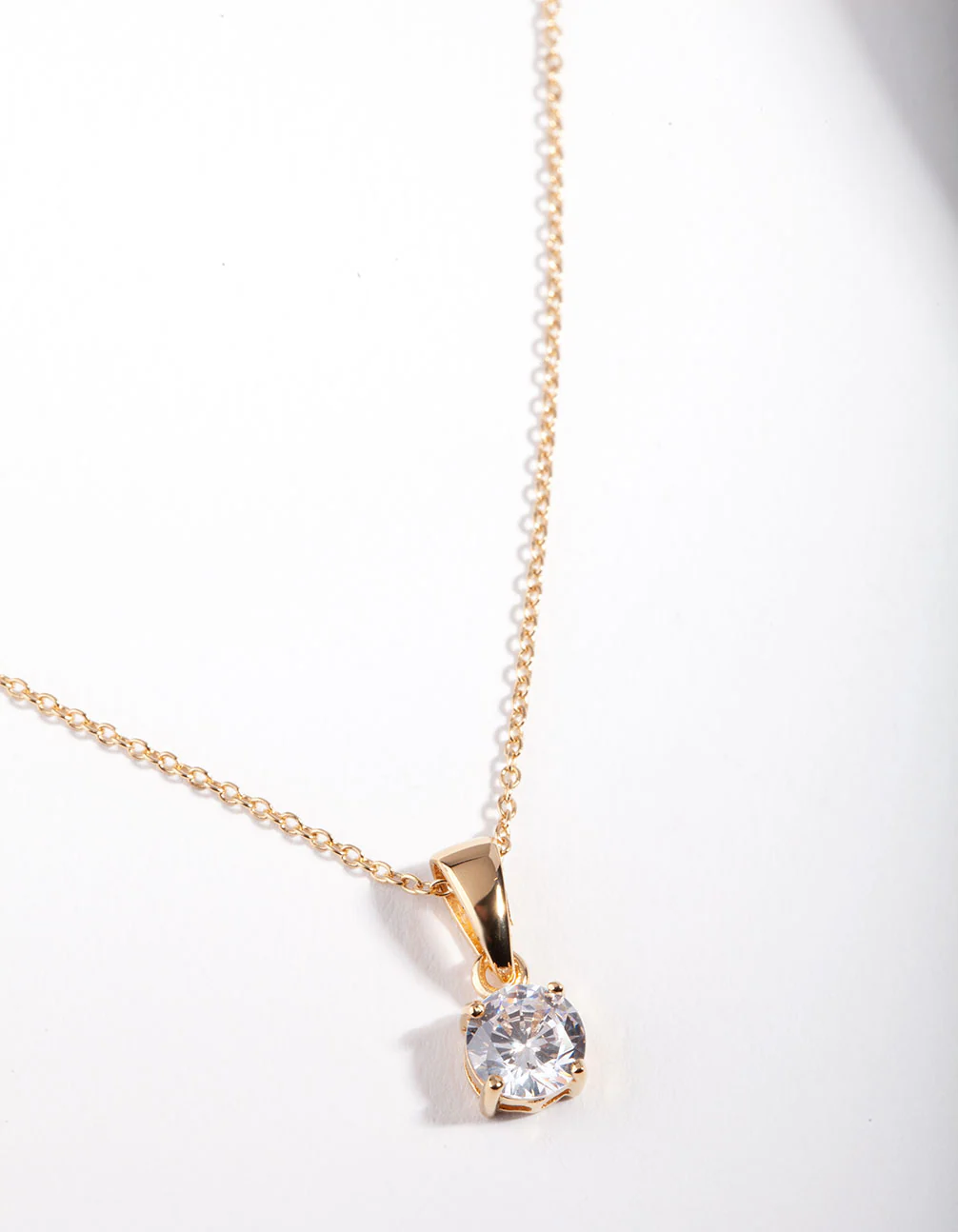 Gold Plated Sterling Silver 1 Carat Cubic Zirconia Necklace - Image 2
