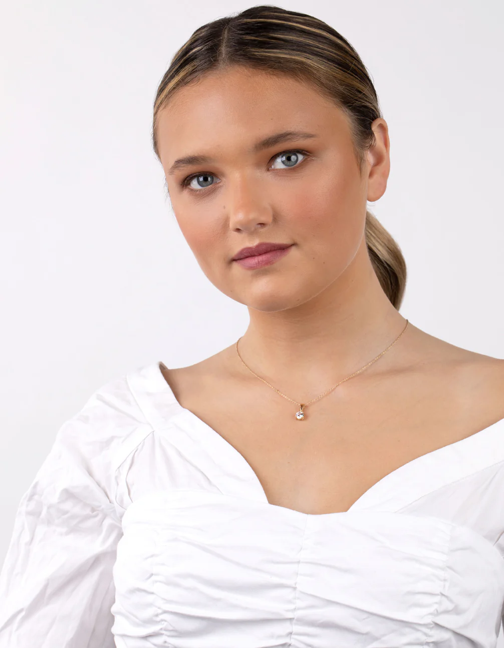 Gold Plated Sterling Silver 1 Carat Cubic Zirconia Necklace - Image 5