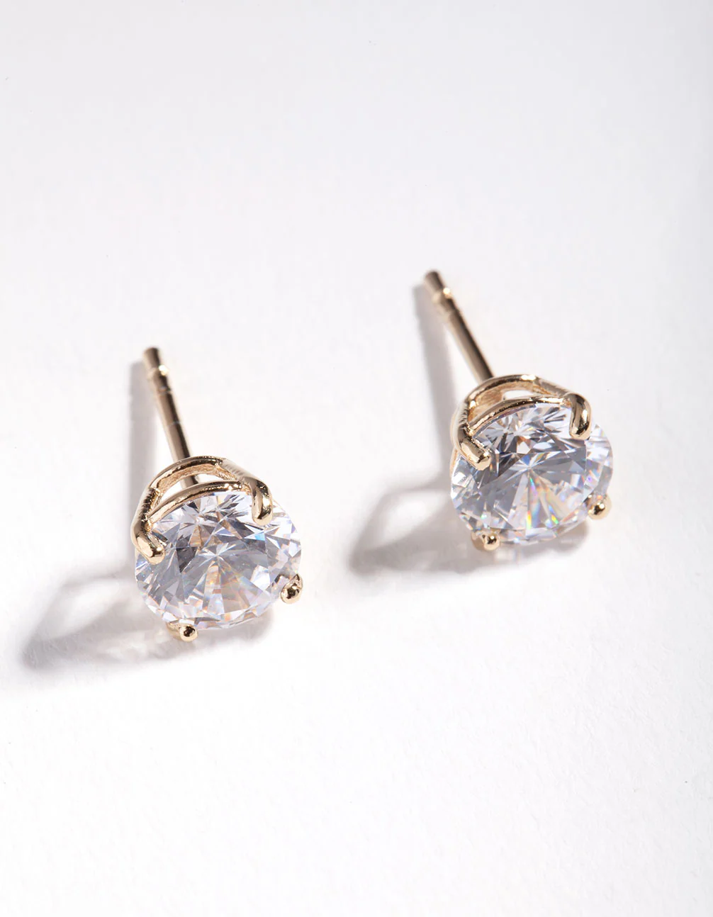 Gold Plated Sterling Silver 1 Carat Cubic Zirconia Stud Earrings - Image 3