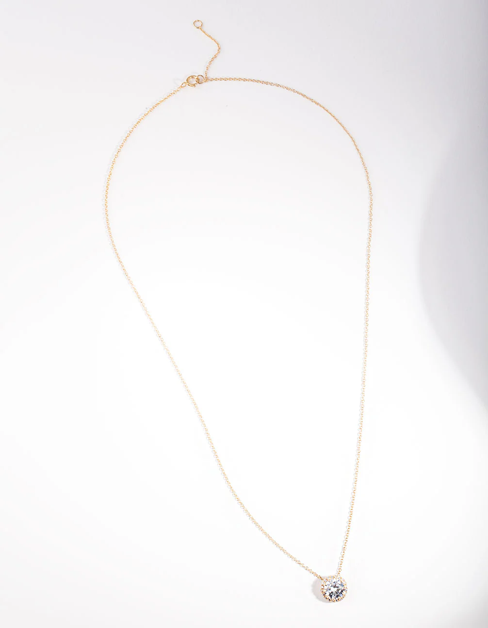 Gold Plated Sterling Silver 6mm Cubic Zirconia Halo Necklace - Image 3