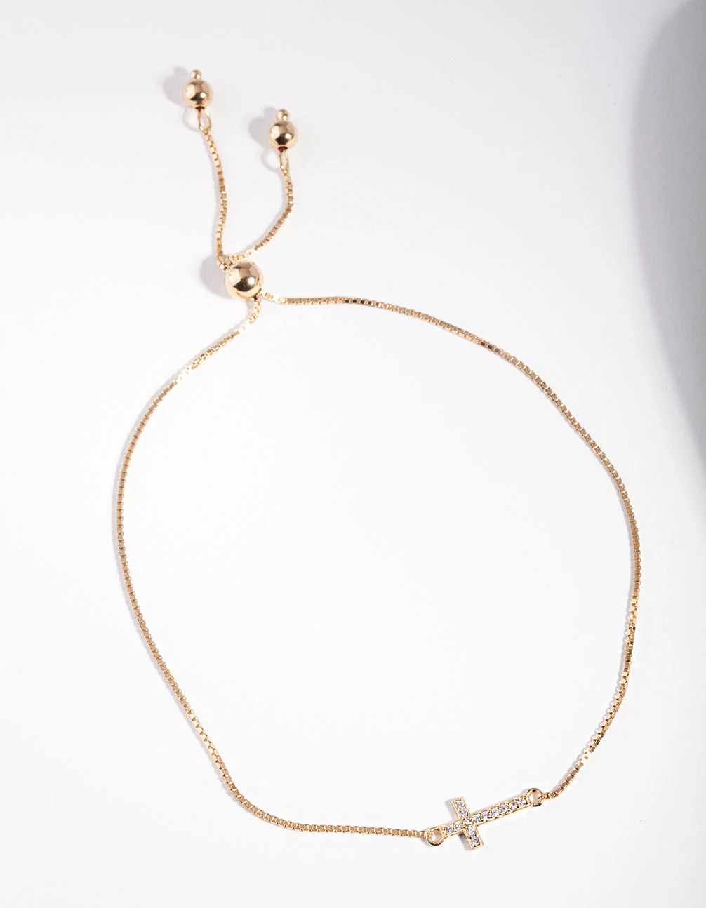 Gold Plated Sterling Silver Cubic Zirconia Cross Toggle Bracelet