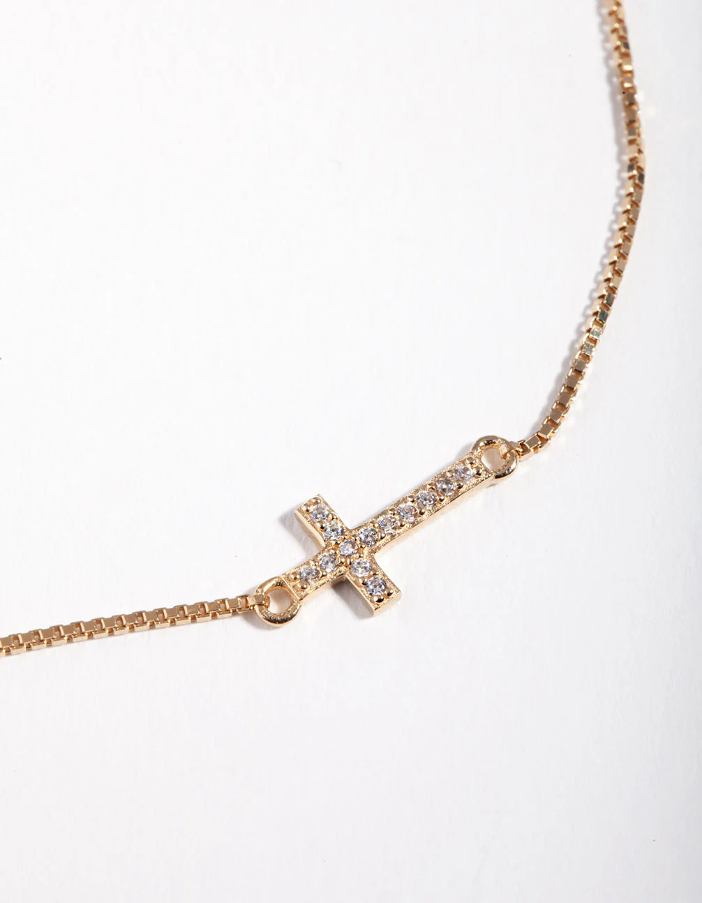 Gold Plated Sterling Silver Cubic Zirconia Cross Toggle Bracelet - Image 2
