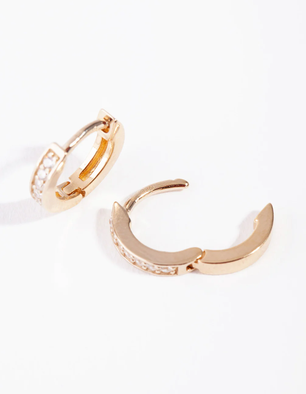 Gold Plated Sterling Silver Cubic Zirconia Huggie Earrings - Image 3