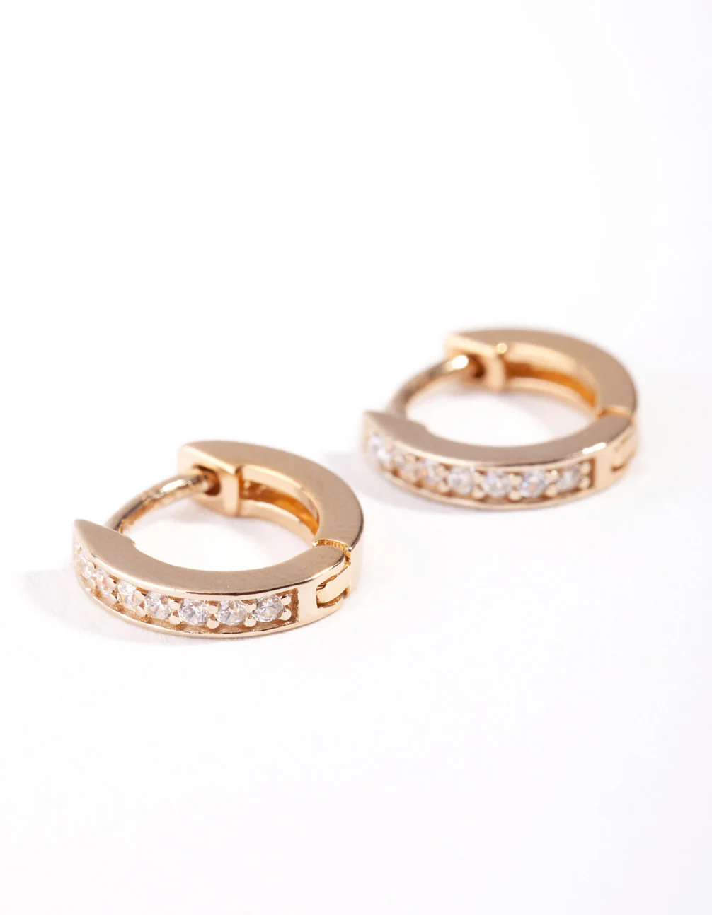 Gold Plated Sterling Silver Cubic Zirconia Huggie Earrings - Image 4