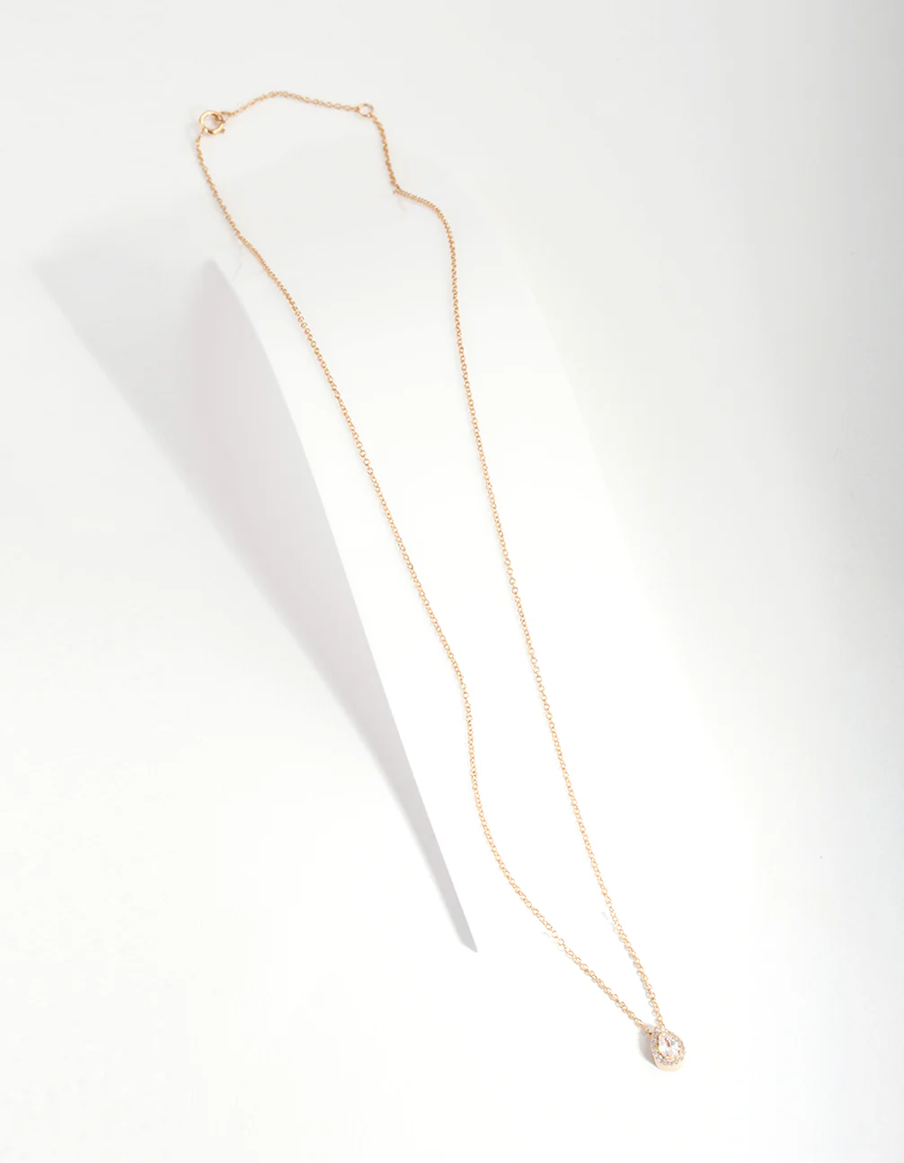 Gold Plated Sterling Silver Cubic Zirconia Pear Halo Necklace - Image 3