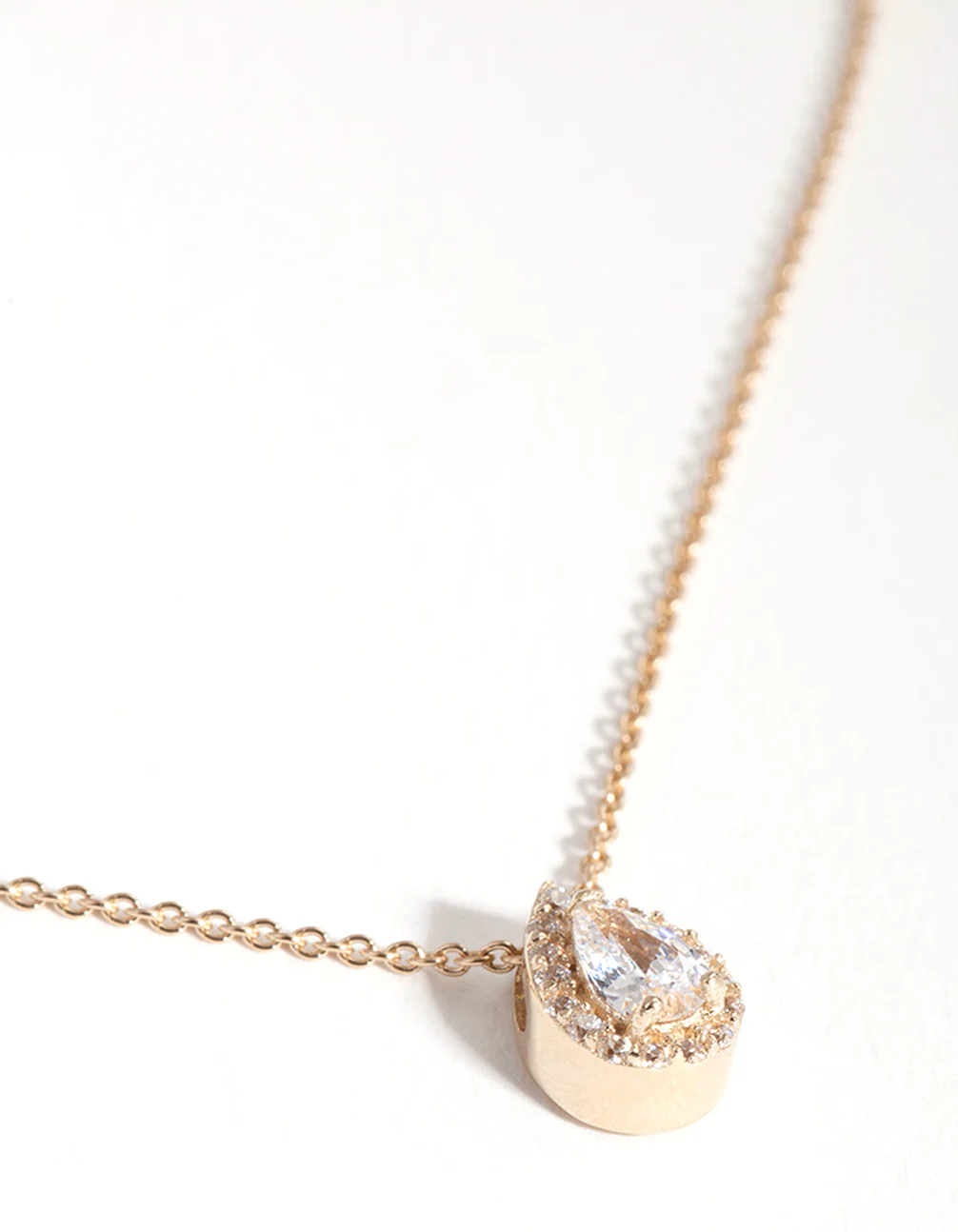 Gold Plated Sterling Silver Cubic Zirconia Pear Halo Necklace - Image 4