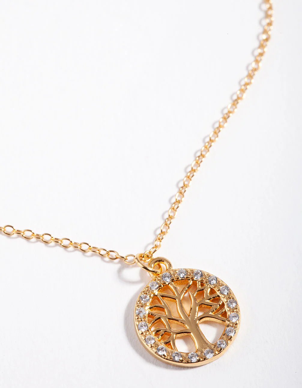 Gold Plated Sterling Silver Cubic Zirconia Tree of Life Necklace - Image 4